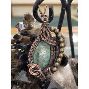 Handmade Gifts, Wire Wrap Jewelry, Wire Wrap Pendant, African Turquoise